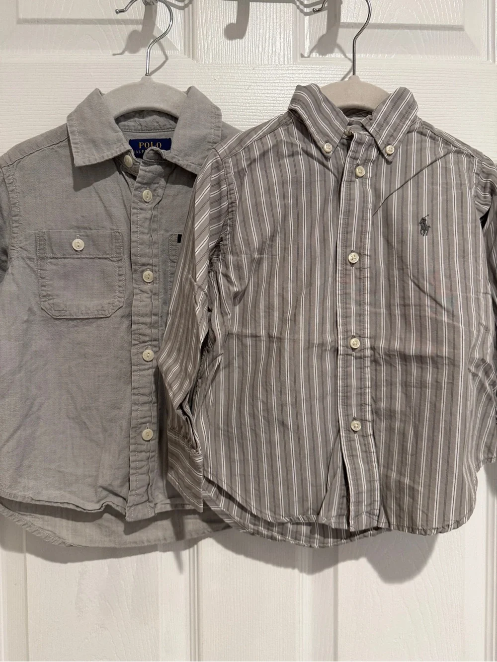 Lot of 2 Polo Ralph Lauren Toddler Button Down Shirts 2T Gray Striped & Solid